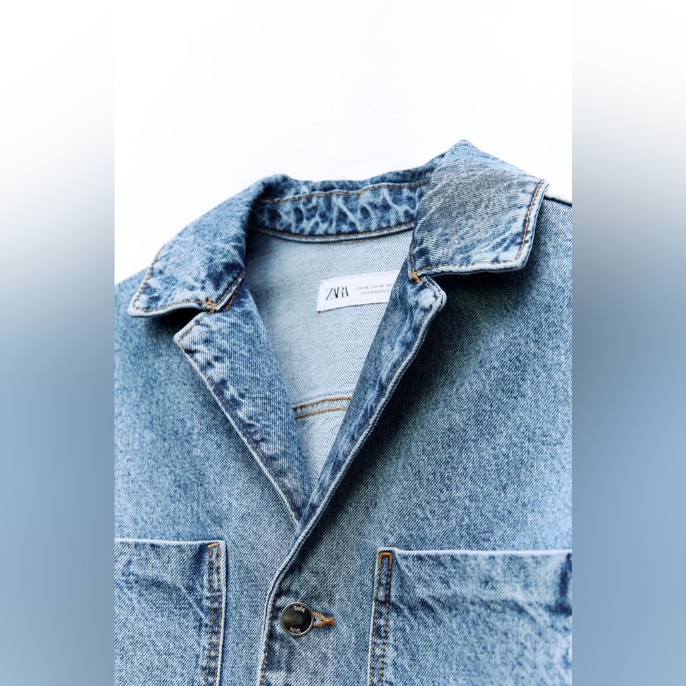 Zara LONG SLEEVE DENIM JUMPSUIT Medium - Picture 8 of 8